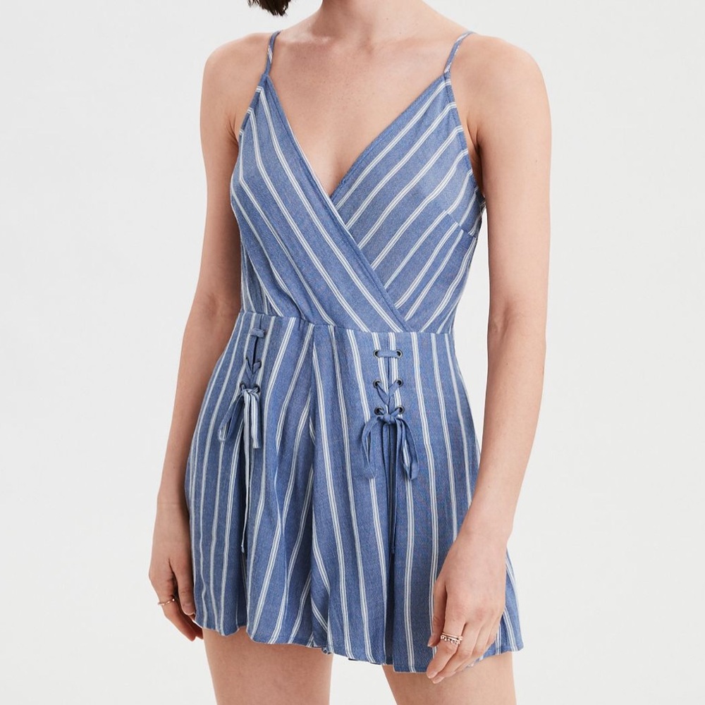 NWT AE Wrap Lace-Up Front Romper